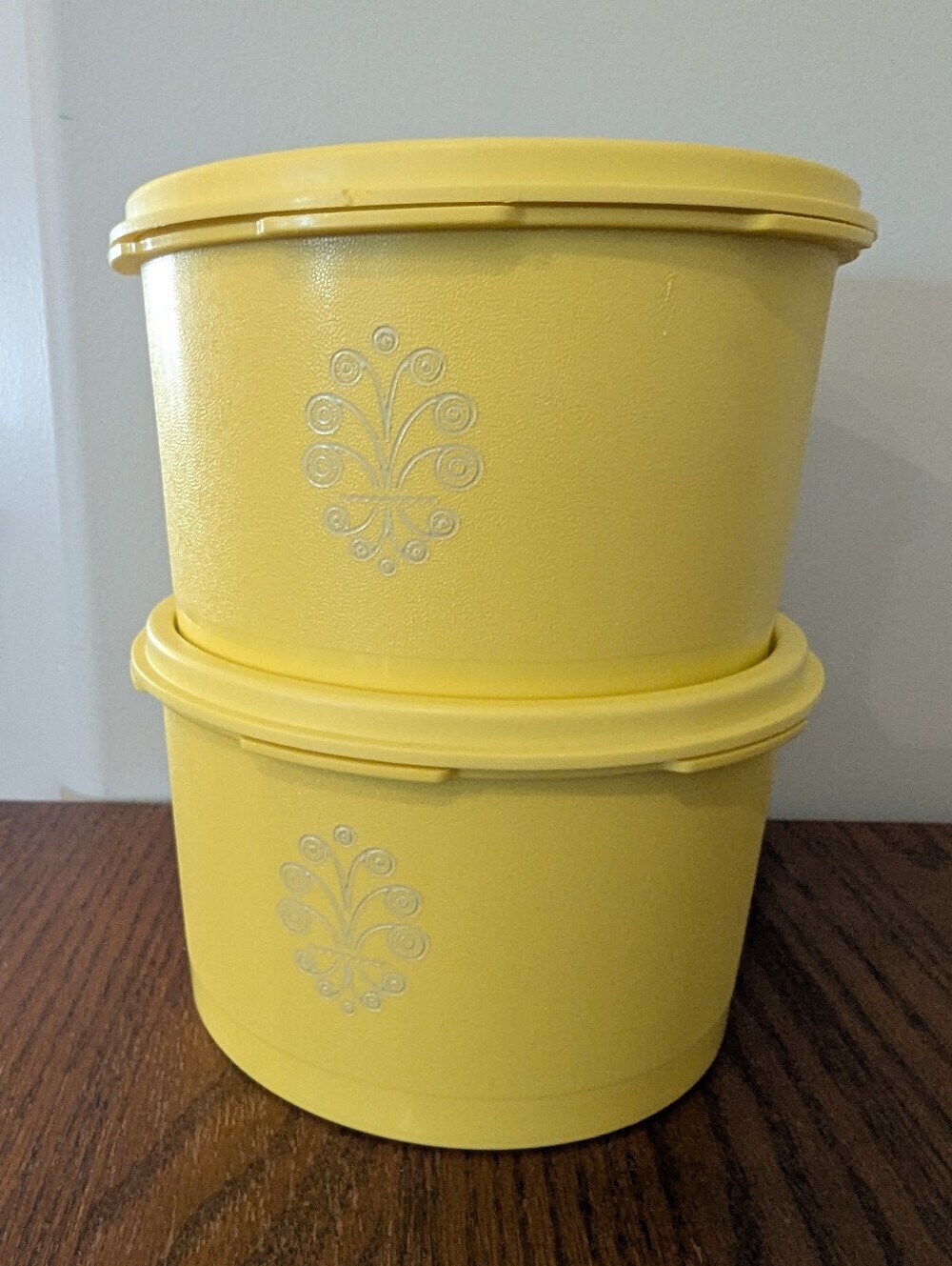 Vintage Tupperware Daffodil Yellow Servalier Canister with Lid Set of 2.
